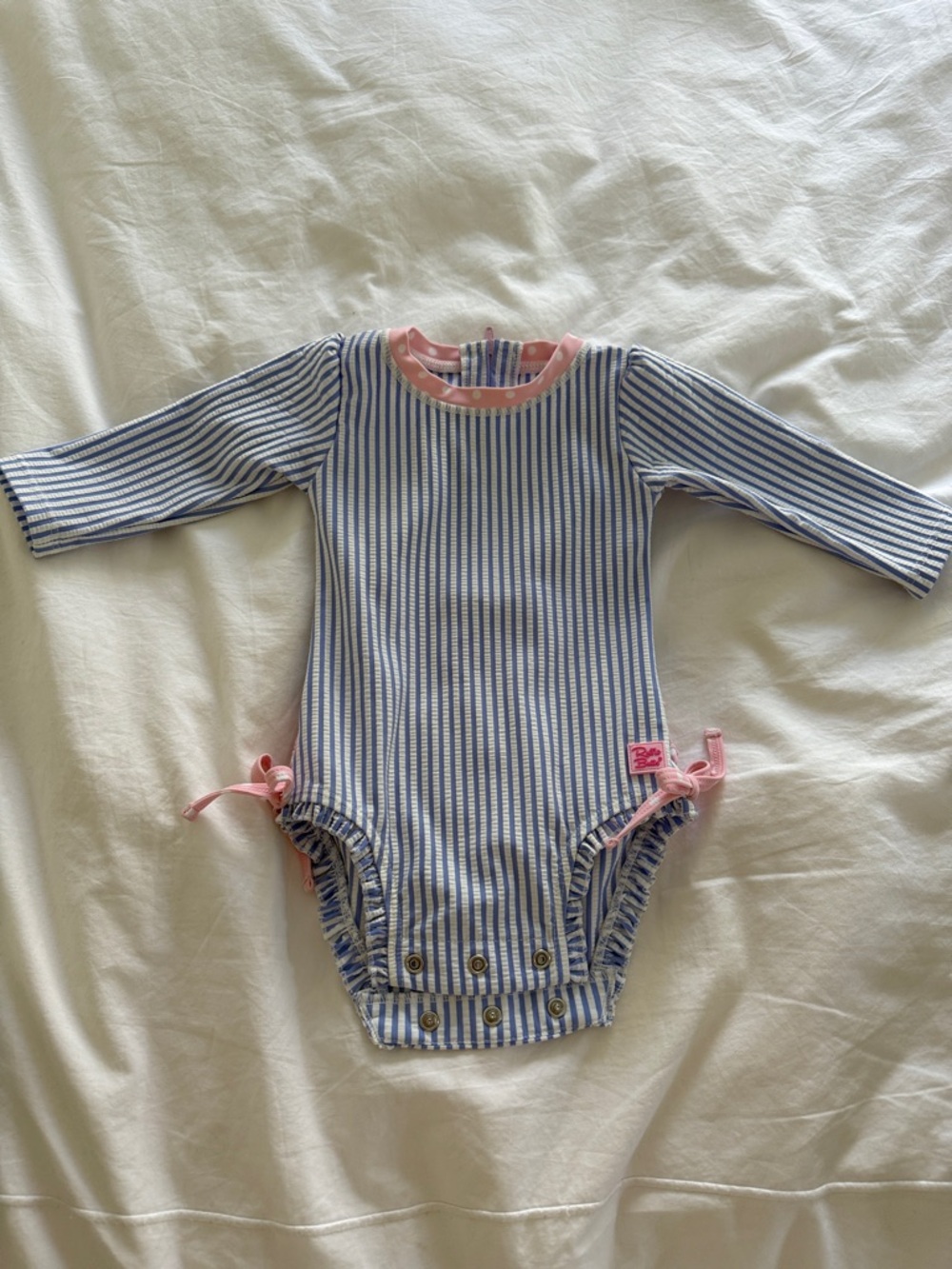 Ruffle Butts Blue and White Striped Infant Tank